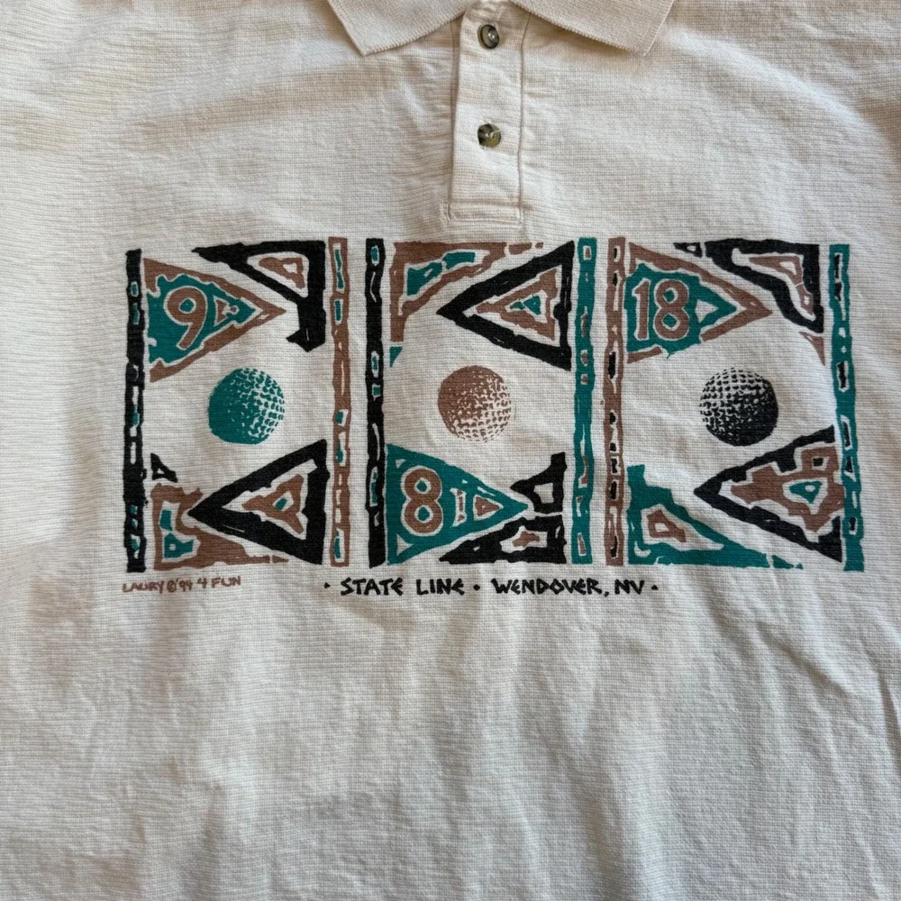 Vintage 90s‎ 4Fun Originals Golf Long Sleeve Polo Shirt State Line XL